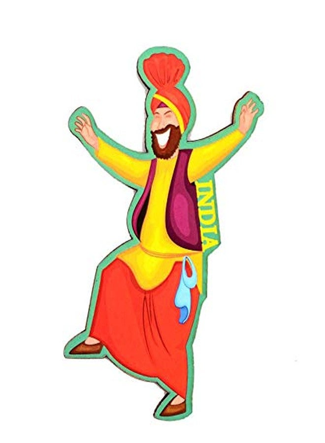 SkyWalker India Souvenir Wooden Bhangra Fridge Magnet, Small, Multicolour